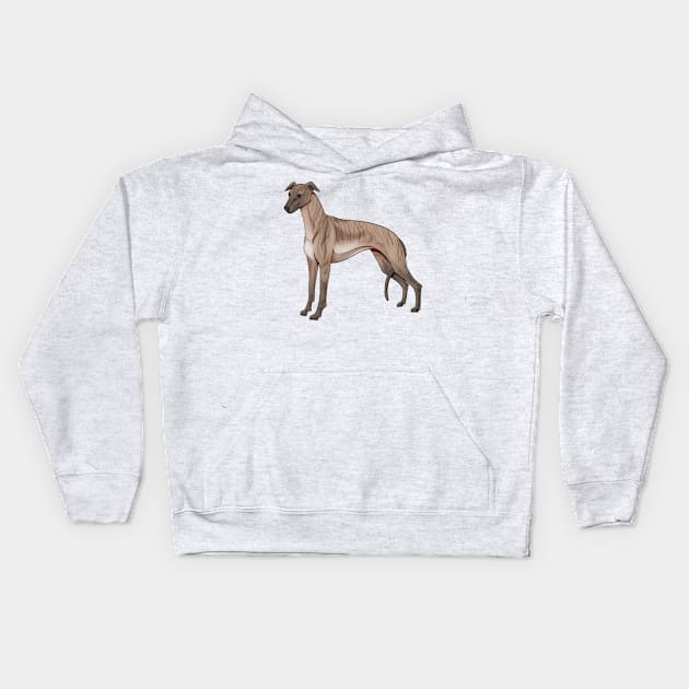 Brindle Whippet Kids Hoodie by themarementality